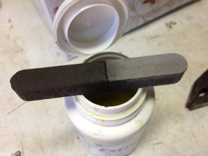 This piece of mild steel was soaked rust remover